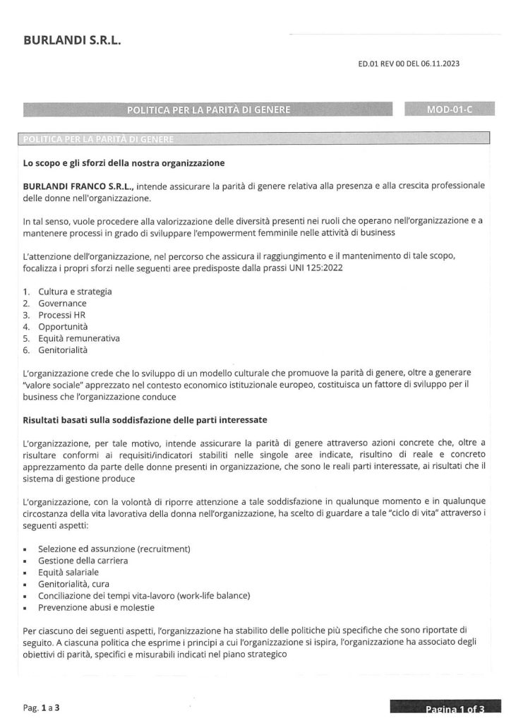 Politica per la parità di genere - pag